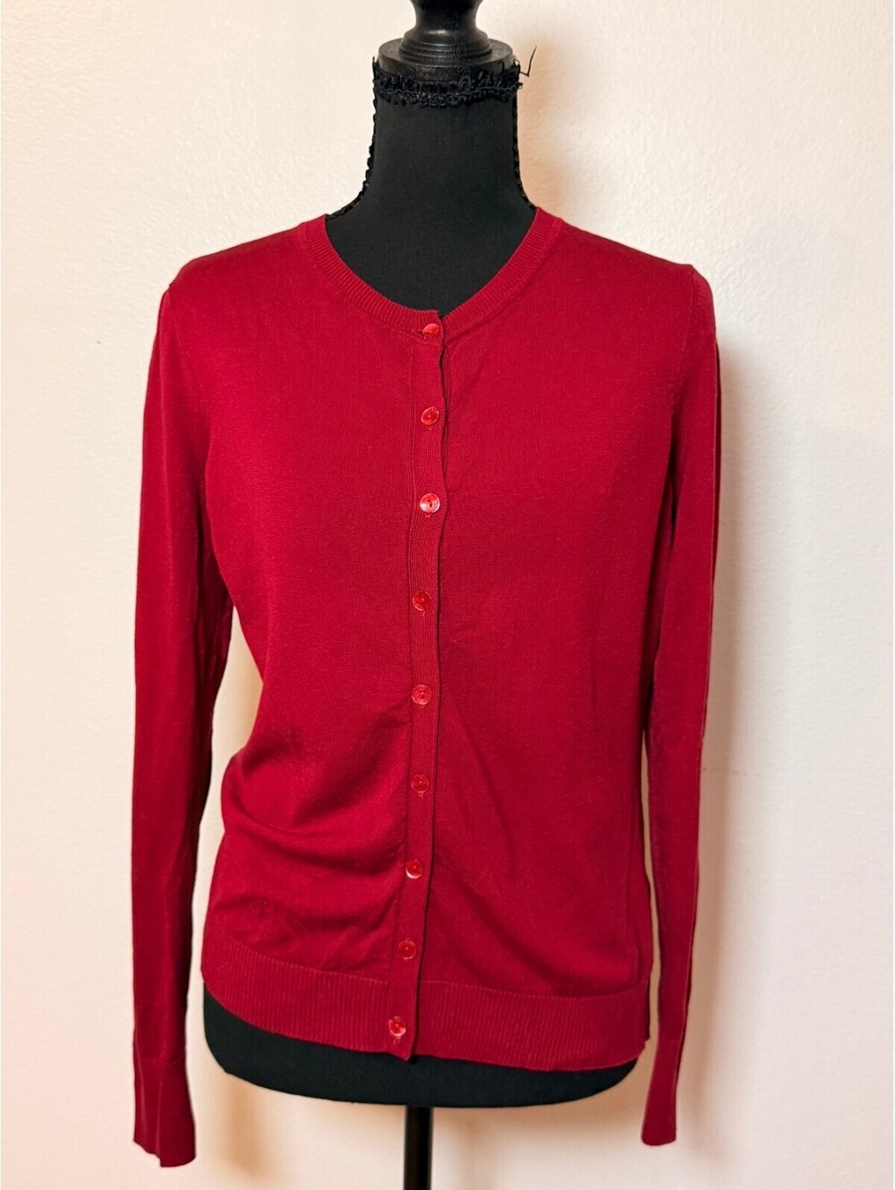 August Silk Red Cardigan M Fall